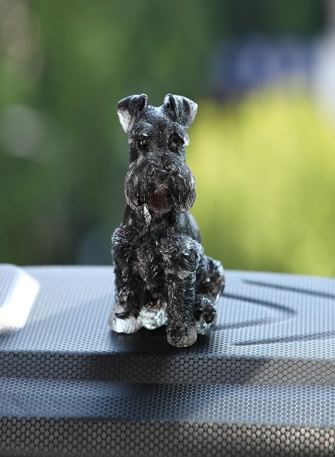 Reyife 4" Black Obsidian Dog Figurines, Handmade Crystal Schnauzer Statue, Pet Memorial Gifts, Home Decor Accents - Image 4